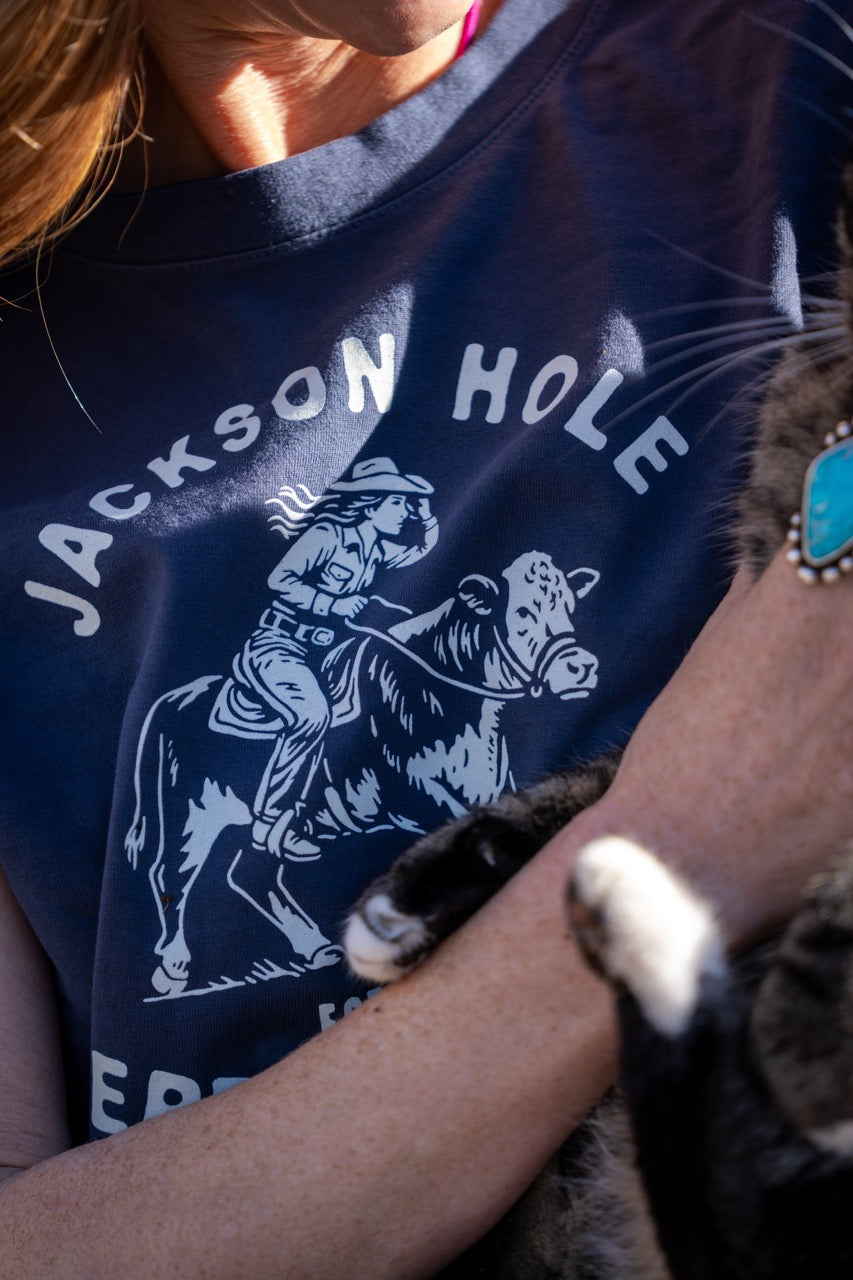 Navy Cowgirl Crop Tee