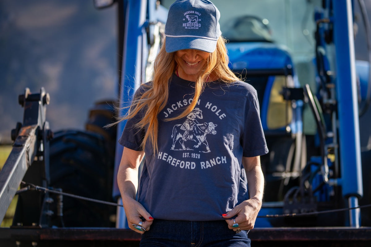 Navy Cowgirl Crop Tee